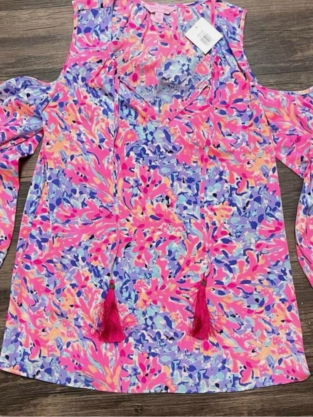 Lilly Pulitzer Pink Multi Cold-Shoulder Tunic Top